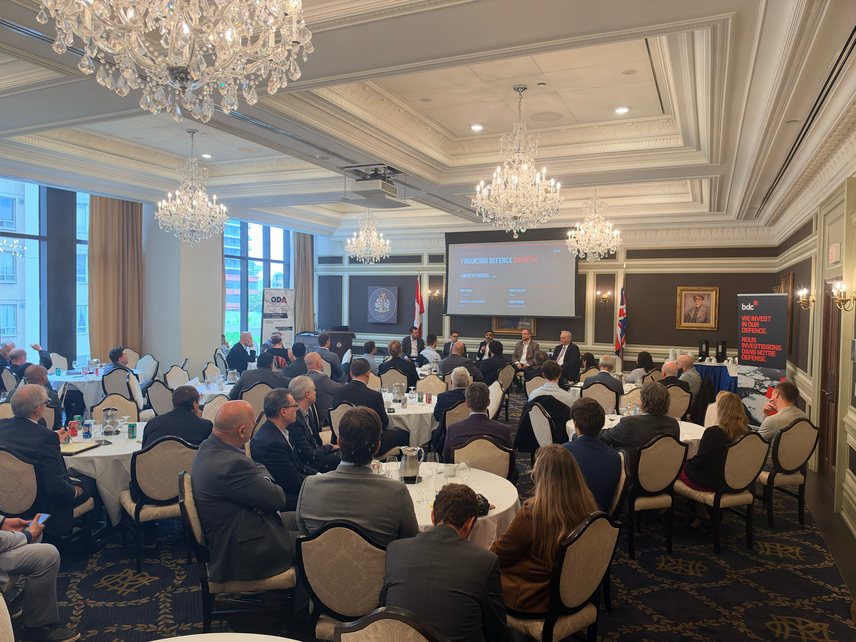 Attendees in the Otter Room at the Royal Canadian Military Institute during the Defence Industry Exchange 2026